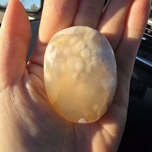 Flower Agate Crystal Palm Stone [K]